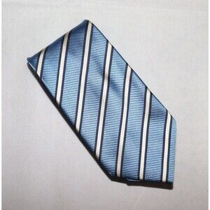 Donald J. Trump Signature Collection Men's 100% Silk Blue White Striped Neck Tie